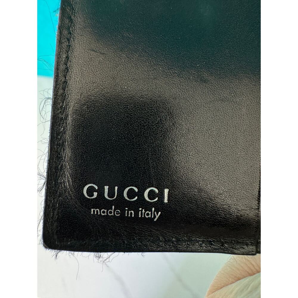Vintage Gucci Black Leather G Logo Bi-Fold Wallet